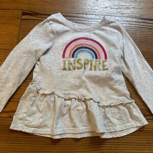Garanimals cream Inspire rainbow long sleeve ruffle shirt SIZE 2T
